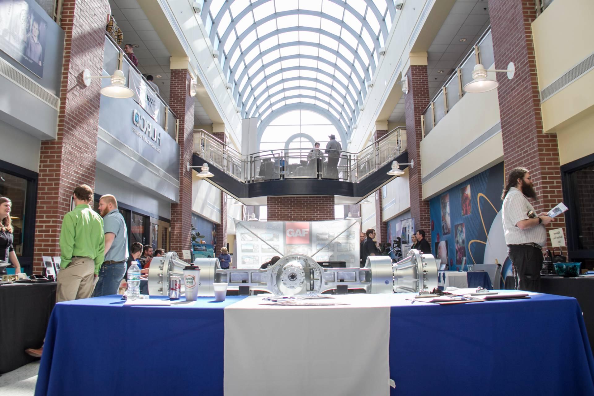 A photo of a job fair being held in the Technology Center