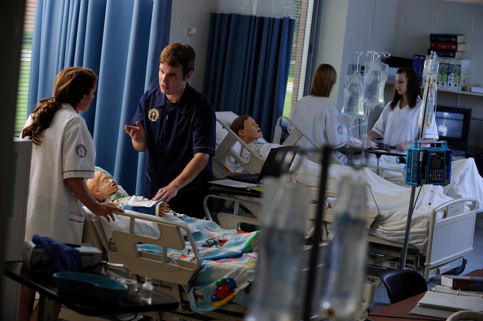 Students learn hands on skills at the nursing program